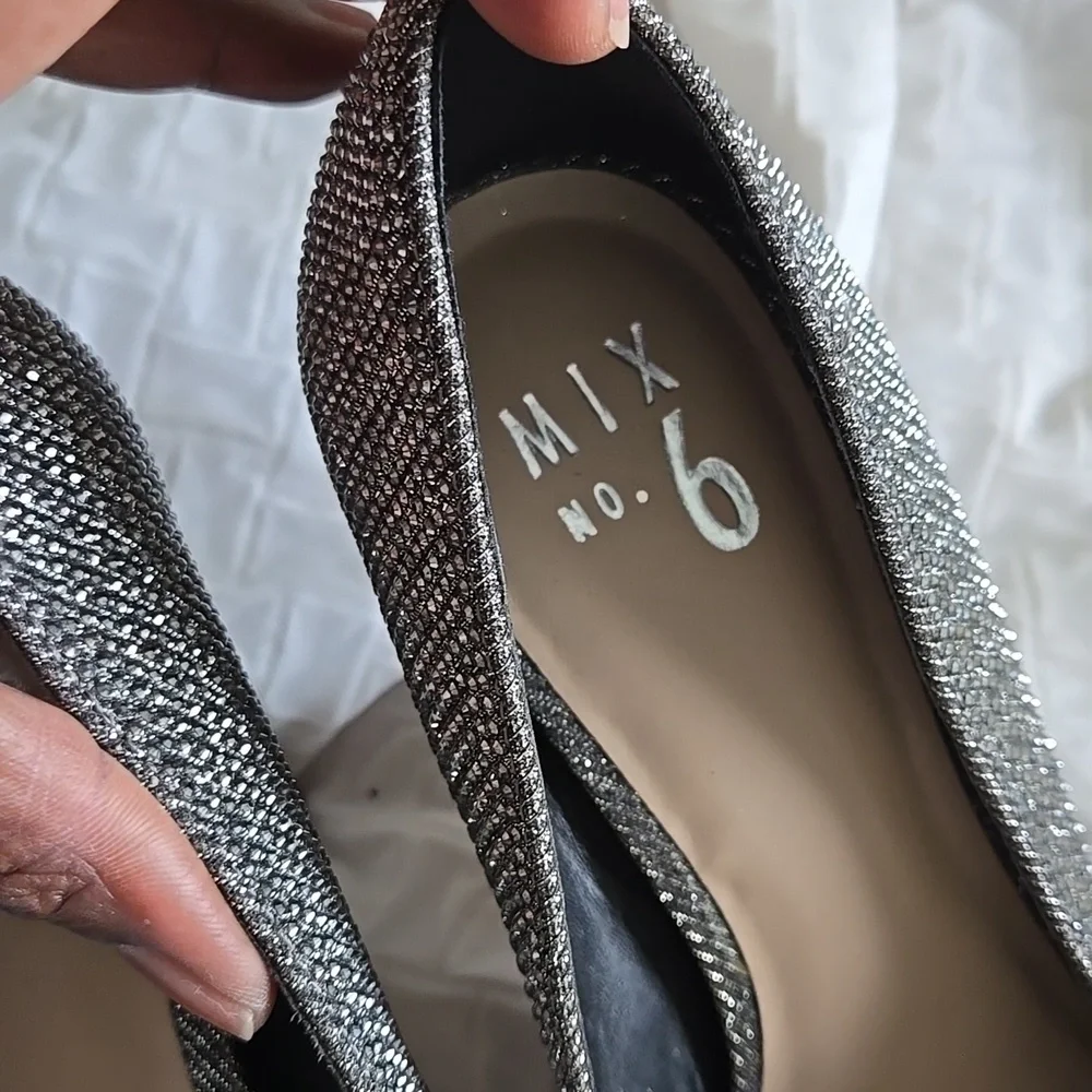 Mix No6 Danyah Elegant Glitter Silver Women's Heels Pumps Stiletto Heels Formal